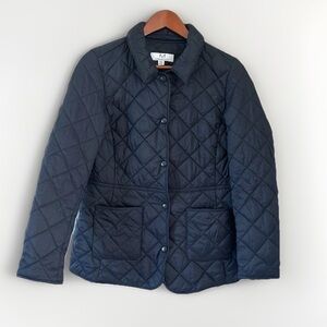Women’s Magaschoni Quilted Nylon Barn Jacket Navy Blue Medium